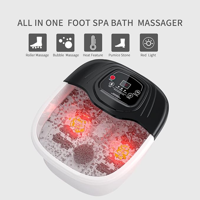Foot Spa Bath Massager with Heat, Epsom Salt, Vibration and Red Light, Tub - Image 5