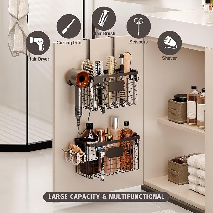 2 Pack Hair Tool Organizer, Adhesive Hair Dryer Holder Cabinet Door/Wall - Image 3