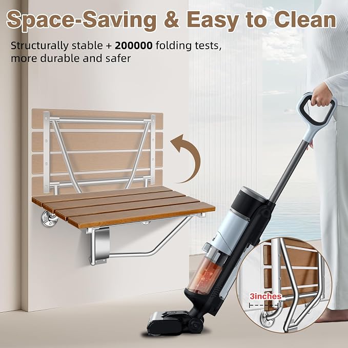 24'' Folding Shower Seat Wall Mounted, Folding Shower Bench - Image 6