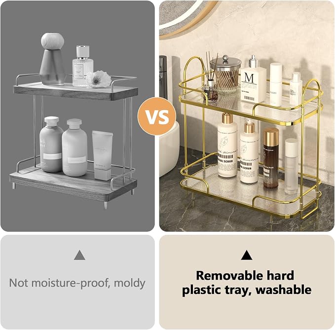 FOLLOWIN 2 Tier Countertop Organizer, Countertop Storage Perfume Tray, Vanity - Image 3