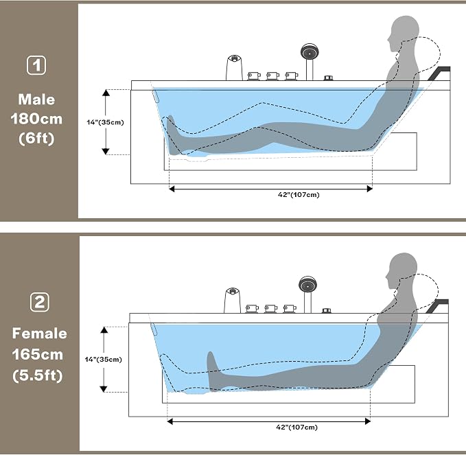 Empava Whirlpool Bathtub, 67-Inch Jetted Bathtub, Hydro Massage - Image 6