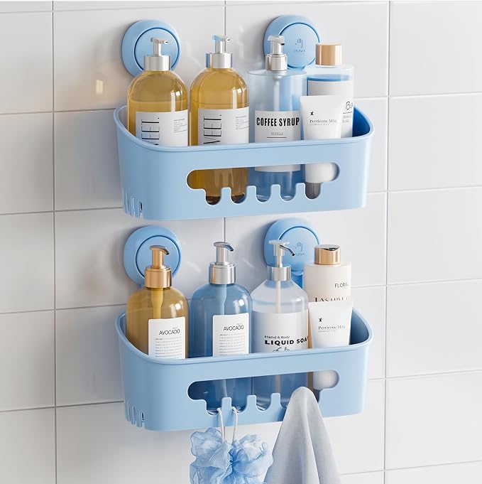 TAILI Shower Caddy Suction Cup 2 Pack, Heavy Duty Bathroom Organizer, Removable by TAILI