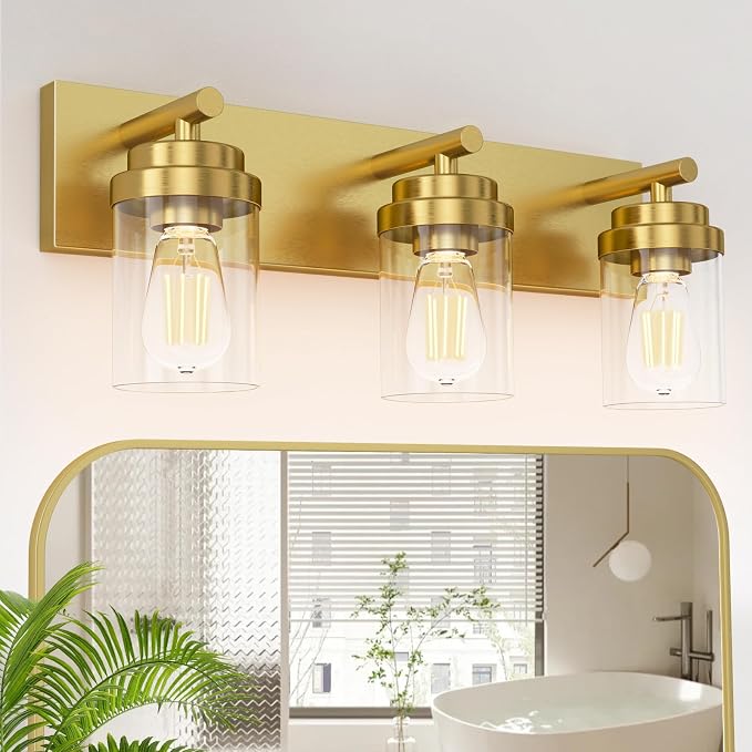 IZORRO Bathroom Vanity Light Fixture, 3-Light 22 Inch Gold Bathroom Light by IZORRO