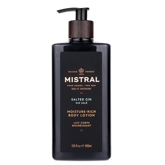 Mistral Salted Gin Body Lotion for Men | Moisture-Rich Body Cream | by Mistral