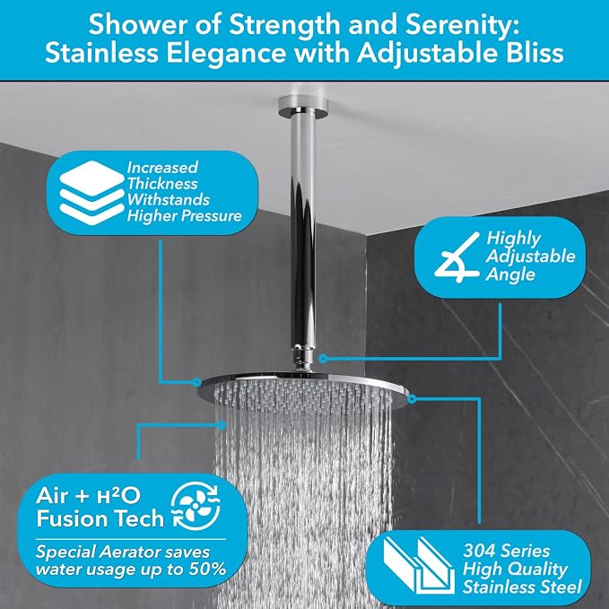 VANFOXLE Shower Faucet Set Chrome Shower System, Push Button Diverter Shower - Image 2