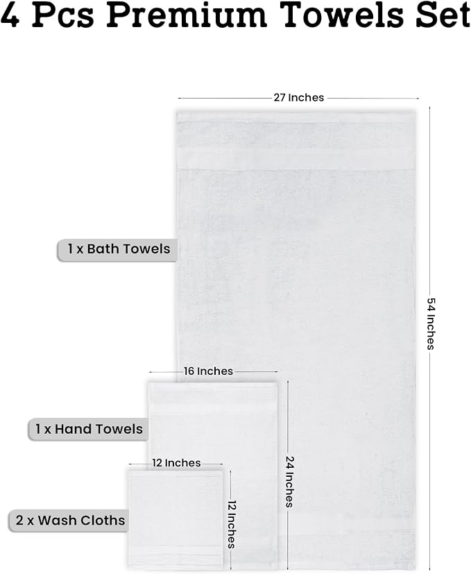 Casa Lino 100% Cotton Bath Towels Set of 4 - Image 3