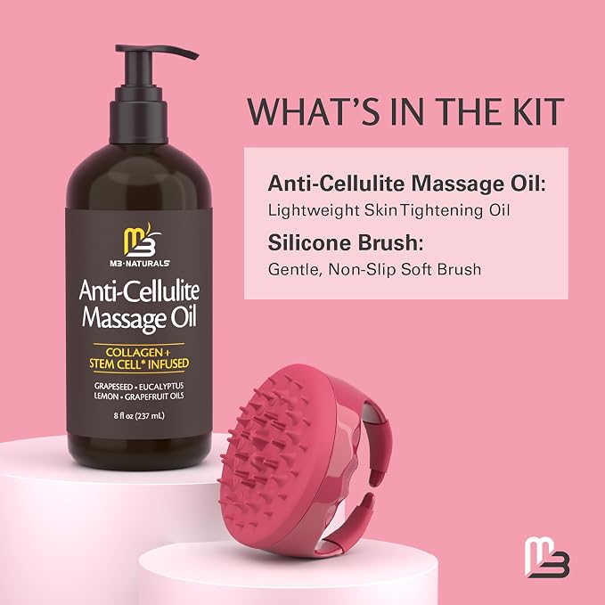 Anti Cellulite Massage Oil and Silicone Body Brush – Collagen and Stem Cell - Image 5