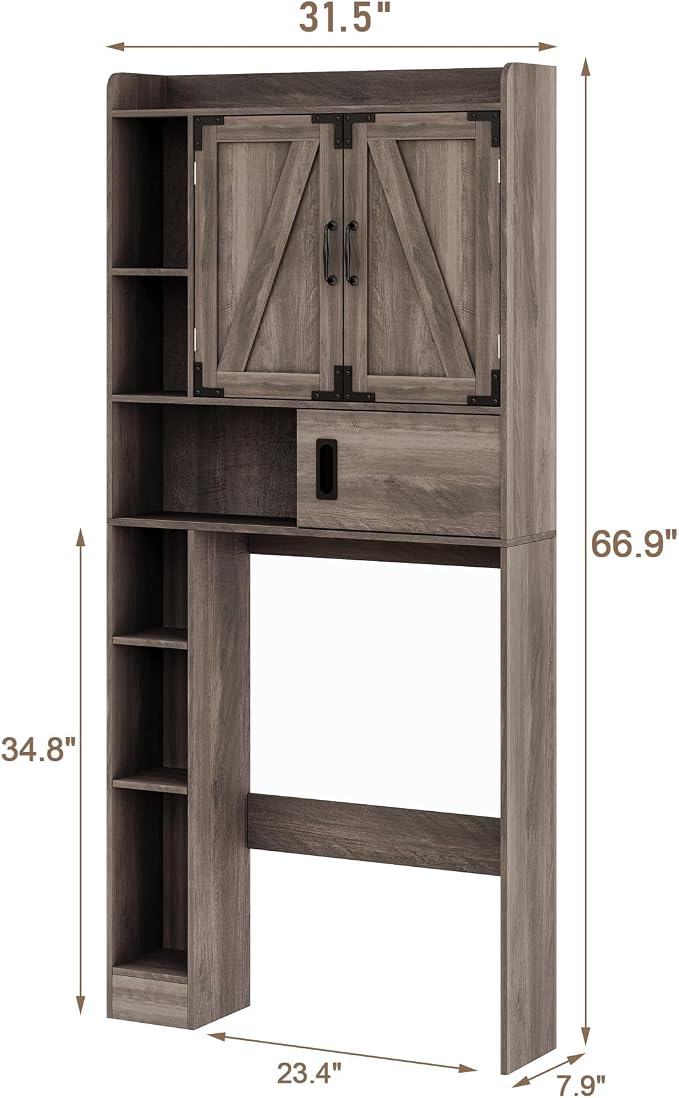 ChooChoo Over The Toilet Storage Cabinet, Farmhouse Bathroom Storage Cabinet - Image 2