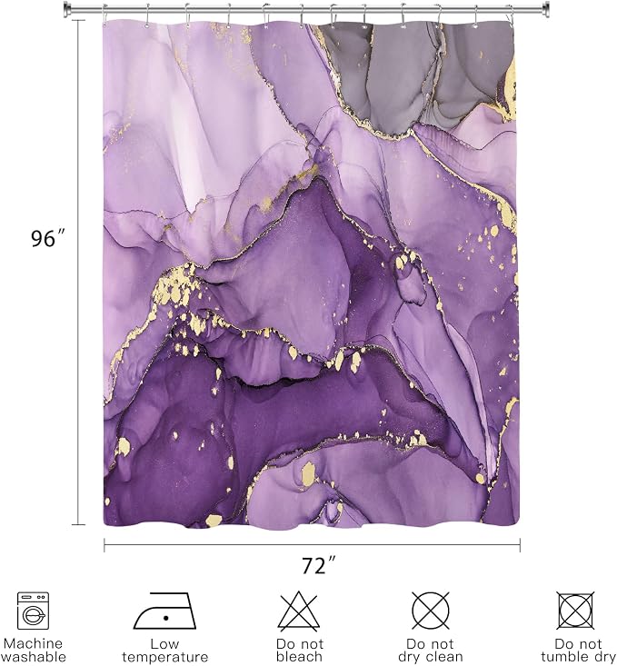 Extra Long Shower Curtain 72 x 96 Inch, Modern Luxury Art Ink Fabric Shower - Image 6