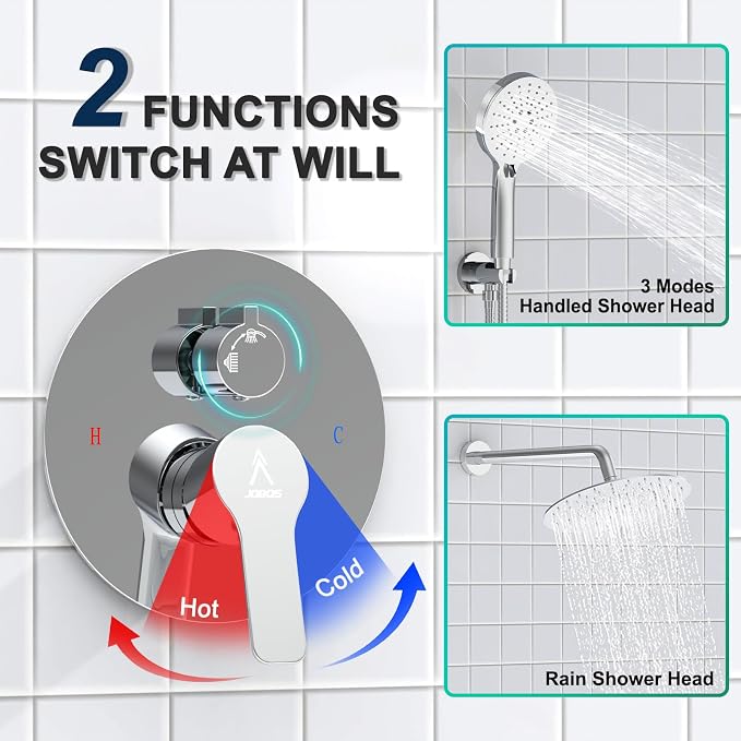 Shower Faucet Set 10IN Brass Rough-In Valve Body Trim Kit Rainfall Included - Image 6