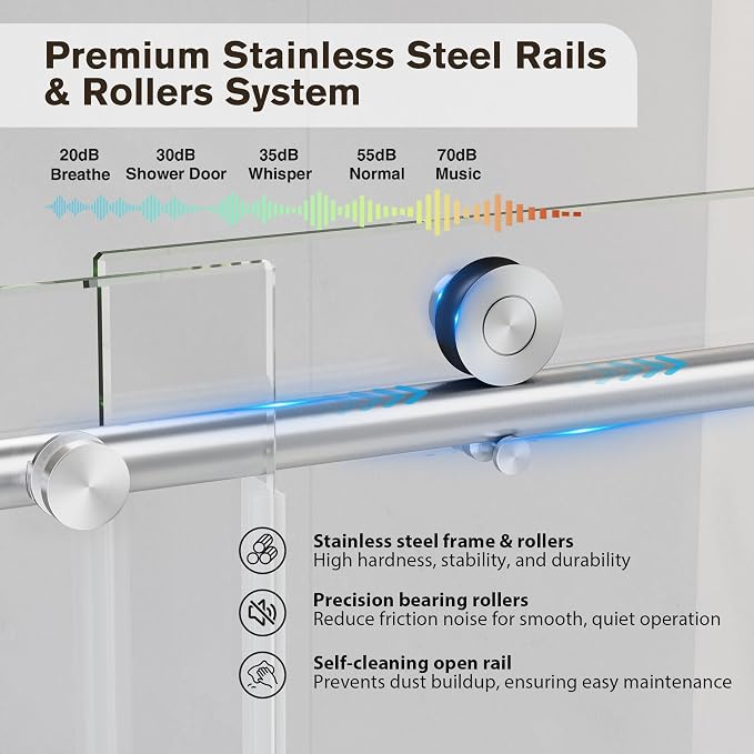 Bathtub Shower Door Frameless, 55-60" W x 60" H Sliding Tub Shower Door - Image 7