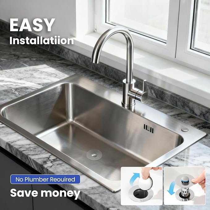 Universal Bathroom Sink Stopper, Pop Up Sink Drain Strainer Plug - Image 6