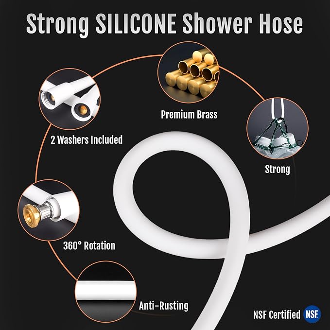 Premium Silicone Shower Head Hose, Kink-Free Handheld Extension, RV Replacement - Image 4