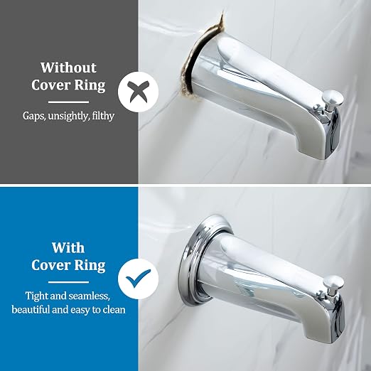 Enhon 2 Pack Metal Tub Spout Cover Ring, Bathroom Faucet Remodeling Wall Plate - Image 4