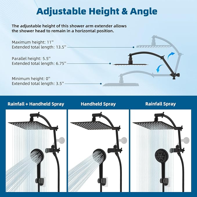 Hibbent All Metal Shower Head, 10 Sprays, Showerhead Holder, Oil Rubbed Bronze - Image 6