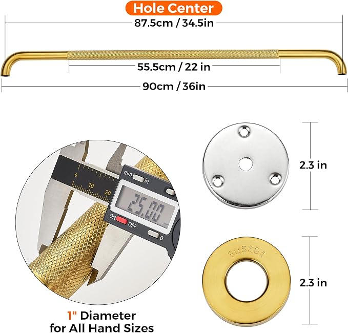 Grab Bars for Shower, 2 Pack 36-Inch Anti Slip Shower Handles for Elderly - Image 4