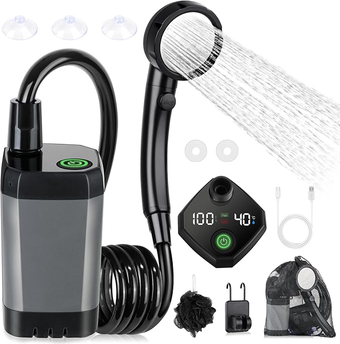 Portable Shower for Camping, Spopal 6000mAh Rechargeable Camping Shower by Spopal