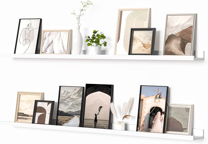 Heimlove Picture Ledge Shelf, Floating Shelves Set of 2, 56 Inches Picture Shelf by Heimlove