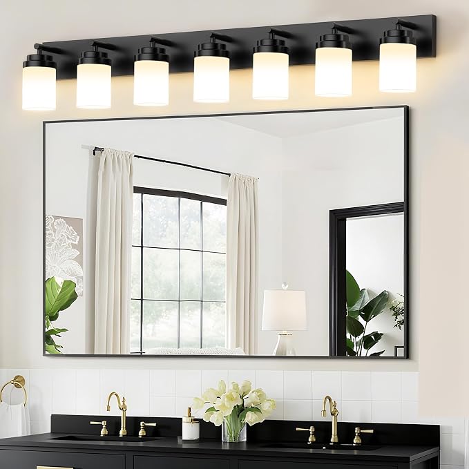 IZORRO Bathroom Vanity Light Fixture, 7-Light 51 Inch Matte Black Bathroom - Image 6