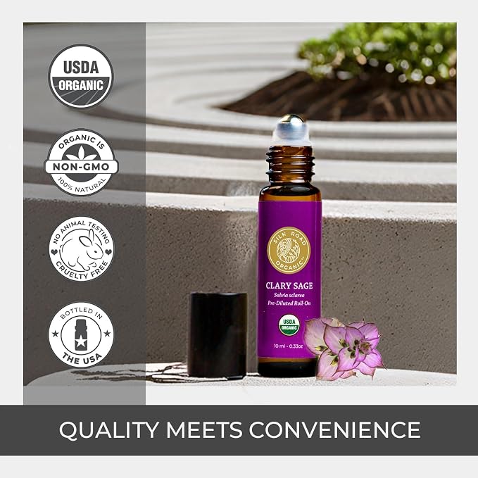 Silk Road Organic Clary Sage Essential Oil Roll On, 100% Pure USDA Certified - Image 4