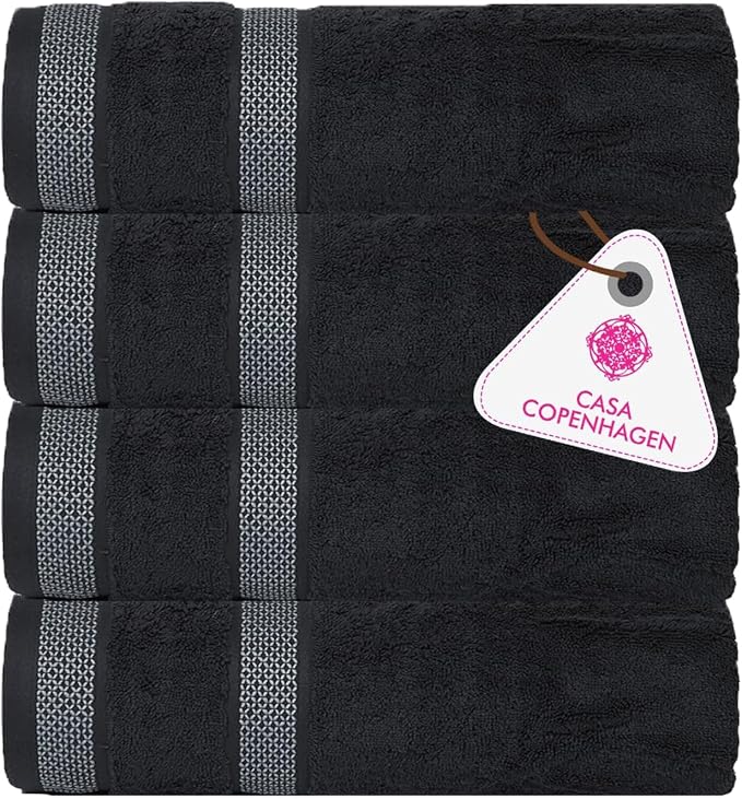 CASA COPENHAGEN Solitaire Towels, 4 Pieces Bath Towel Set- Pine Grey, 600 GSM by CASACOPENHAGEN