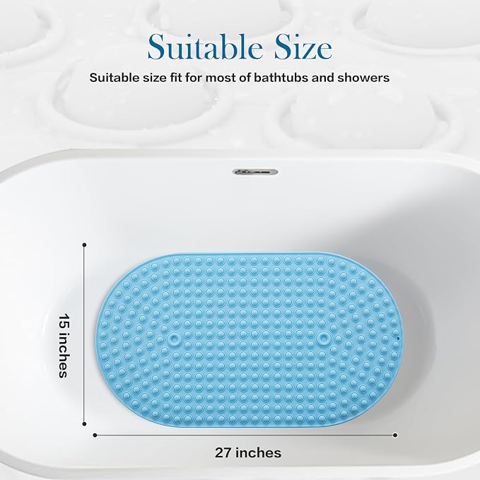 Silicone Bathtub & Shower Mat Non Slip, Bubble Massage Anti Slip Shower Floor - Image 6