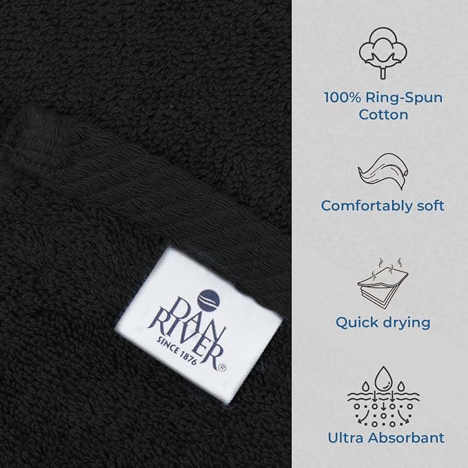 DAN RIVER Pack of 1 Bath Sheet 40x80 Inches, Oversized Black Bath Towels - Image 3
