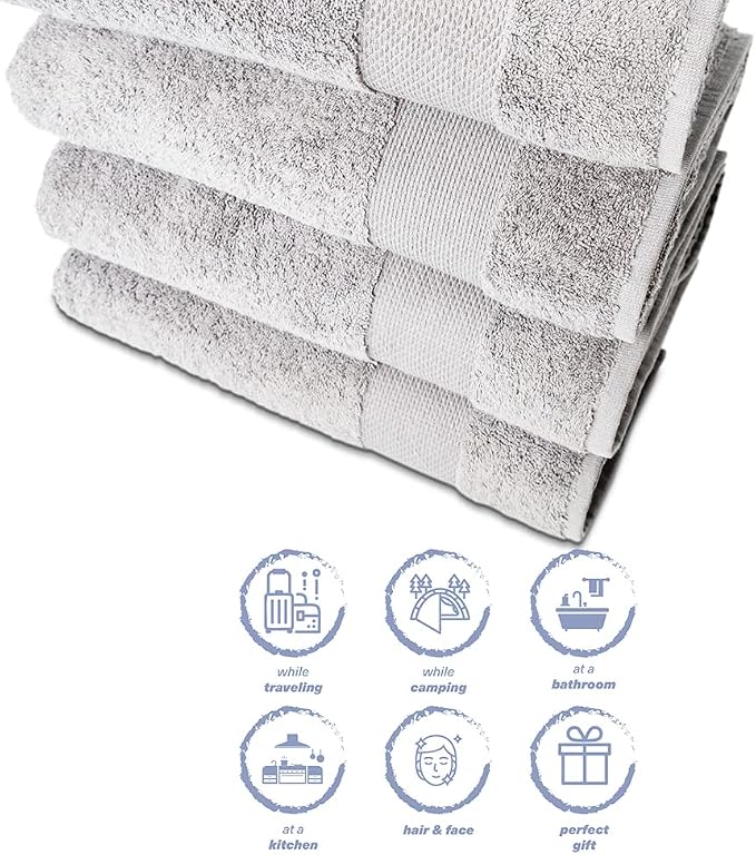 Hencely Premium Bath Towel Set of 4-28x58 Inches - Image 7