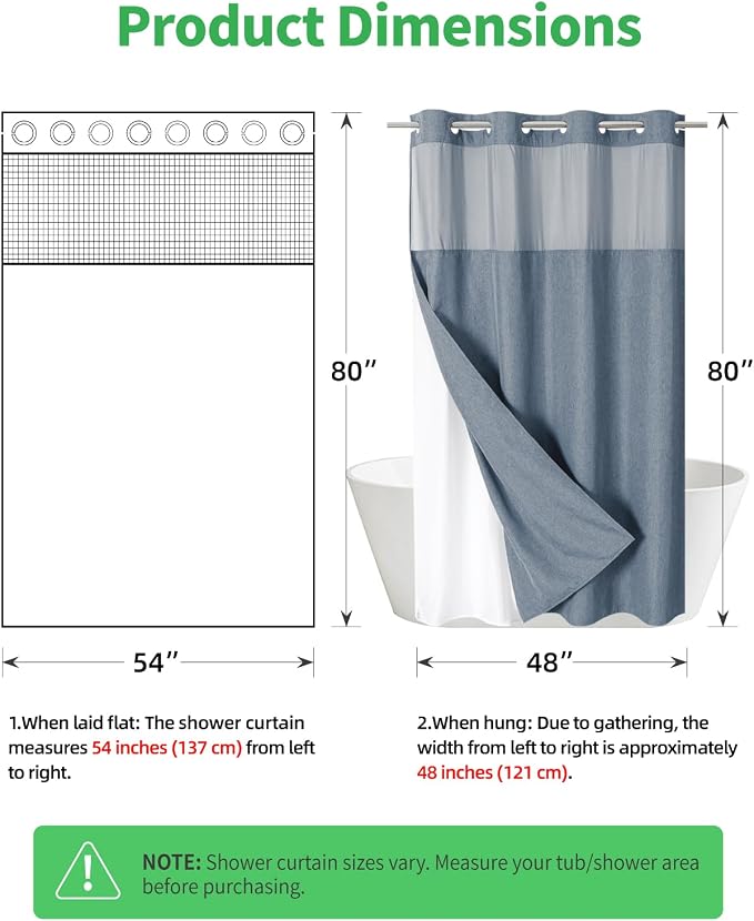 Stall No Hooks Needed Linen Textured Shower Curtain - Image 7