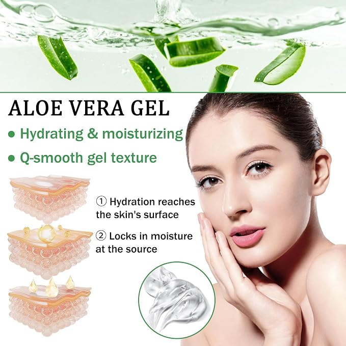 Aloe Vera Gel for Sunburn Relief, Hydrating Travel Size Aloe Vera Gel for Face - Image 3