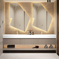 Double Basin Floating Bathroom Vanity, LED Defogging Mirror, Striped 3 Drawers by TIZAZOFashionHome