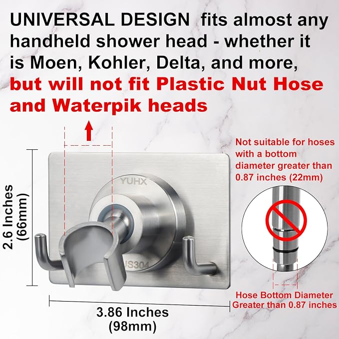 Shower Head Holder All Metal Strong Adhesive and Drilling Screws Two - Image 4