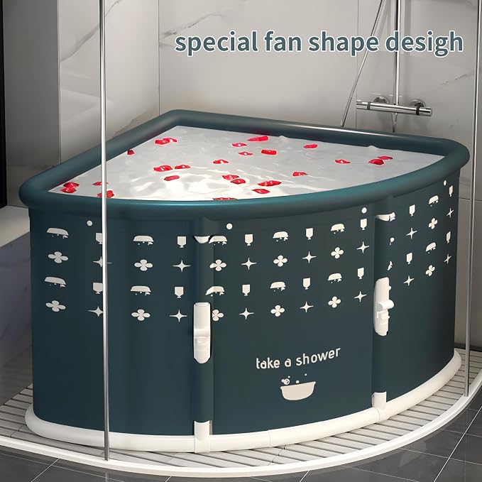Foldable Bathtub for Adults, 28.8" Fan-Shaped Portable tub, Large Collapsible - Image 3