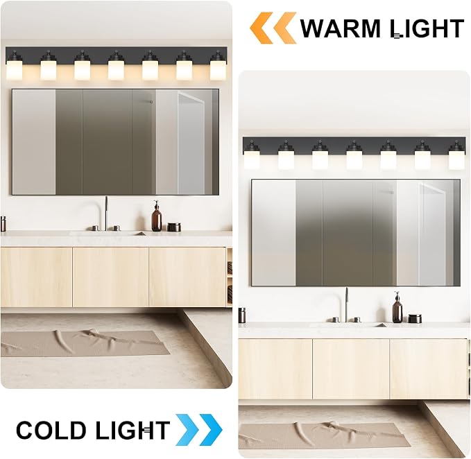 IZORRO Bathroom Vanity Light Fixture, 7-Light 51 Inch Matte Black Bathroom - Image 8