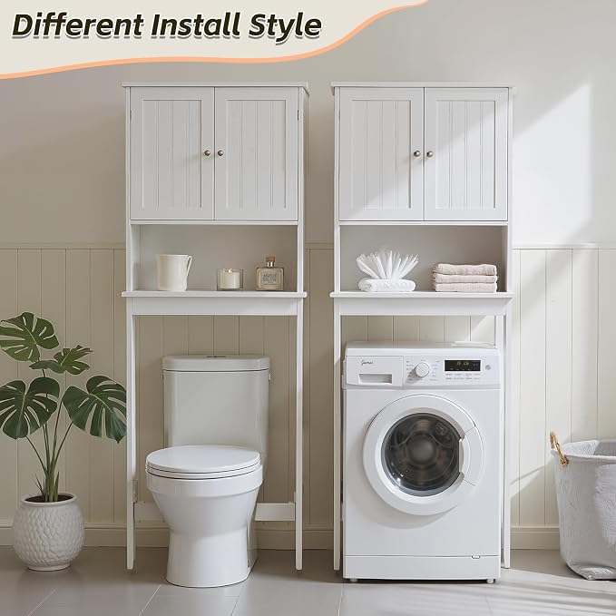Over The Toilet Storage Cabinet, Behind Toilet Bathroom Organizer - Image 7