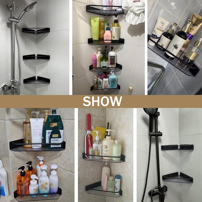Corner Shower Caddy, 4 Pack Adhesive Bathroom Shelves，Acrylic Shower Shelf Rack - Image 6