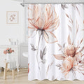 Orange and Grey Boho Watercolor Floral Shower Curtain, Ink Painting Style by Decorateyourhome