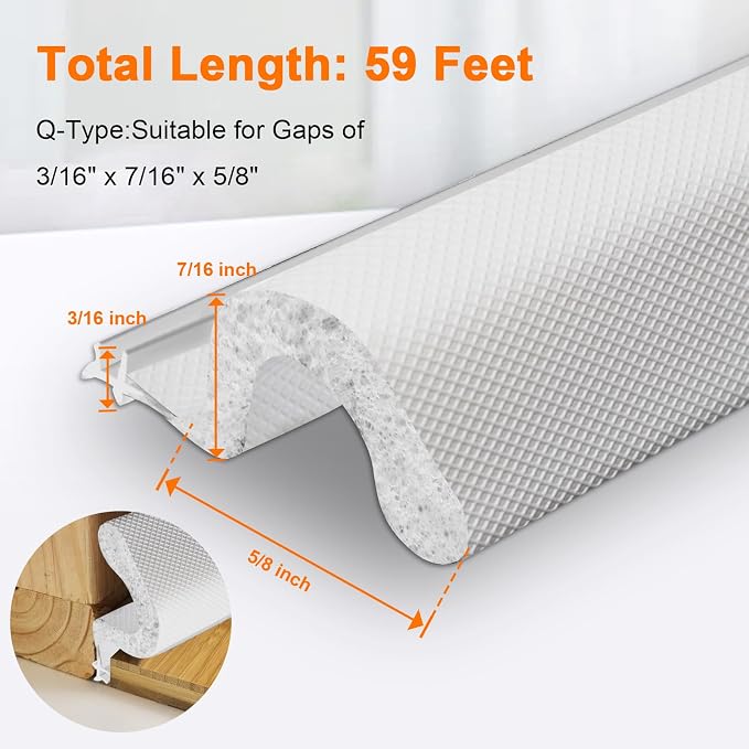 Storystore Door Weather Stripping 59 FT, Foam Kerf Weather Stripping Door Seal - Image 3