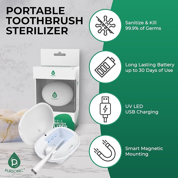 Pursonic Portable UV Toothbrush Sanitizer Case – Rechargeable Toothbrush Cleaner - Image 6