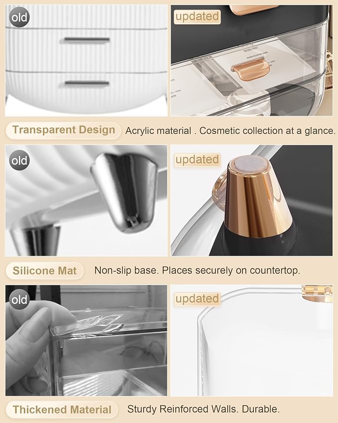 Makeup Organizer, Skincare Holder Bathroom Counter Organizer, Storage Box - Image 3