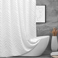 White Boho Fabric Shower Curtain 60 x 72 Modern Shabby Chic Textured Tufted by TURKIO