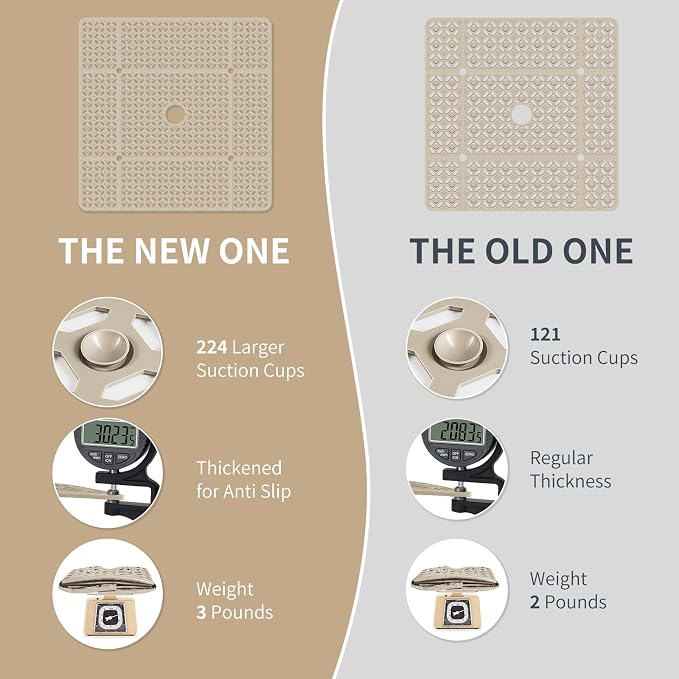 OTHWAY Square Shower Mat, TPE Anti Slip Shower Mat - Image 7