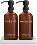 Amber Glass Soap and Lotion Dispenser Set by BrighterBarns