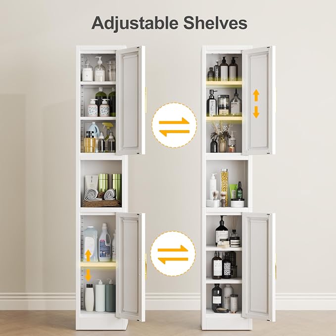Tall Narrow Storage Cabinet 66.93" H Tall Bathroom Cabinets Metal Pantry Cabinet - Image 7
