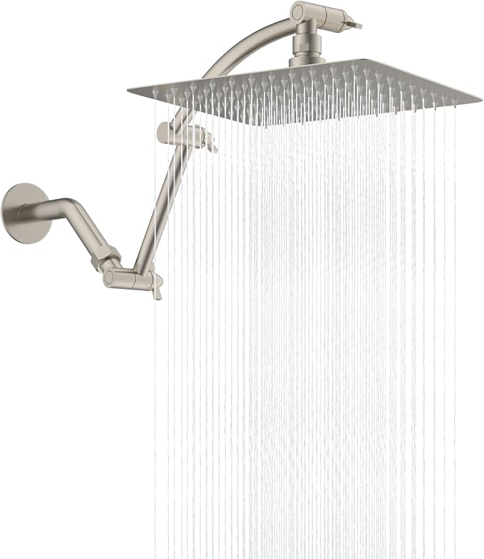 Hibbent All Metal cUPC Certified Rain Shower Head, Brass Adjustable Shower Arm by Hibbent