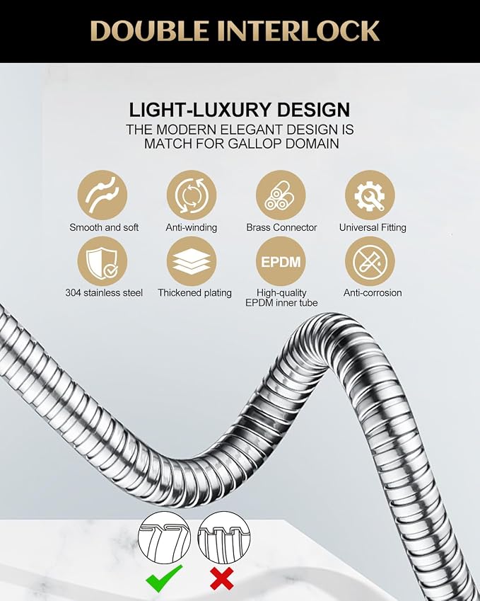 Stainless Steel Shower Hose, Extra Long 118 Inches, Handheld Shower Head Hose - Image 2