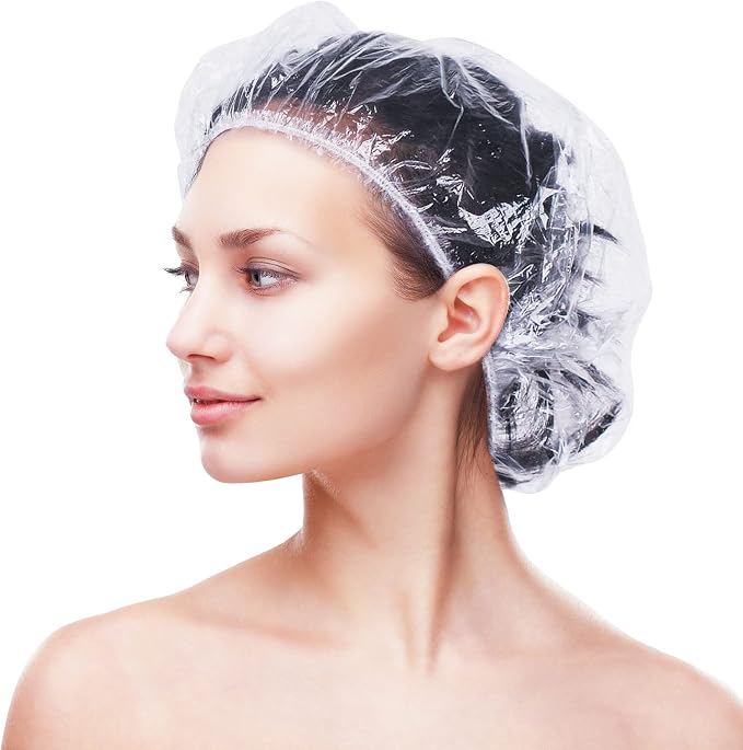 Retisee 500 Pcs Disposable Shower Caps Bulk 18.2 Plastic Clear Hair Caps - Image 7