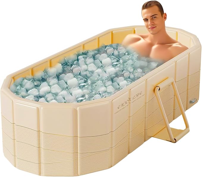 Portable Bathtub for Adult 59" Large Collapsible Cold Plunge Bathtub Foldable by COBOPANDA
