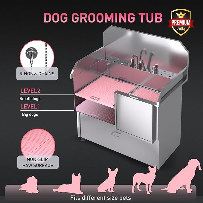 Dog Washing Station – 50 inch Professional 304 Stainless Steel Grooming Tub - Image 4