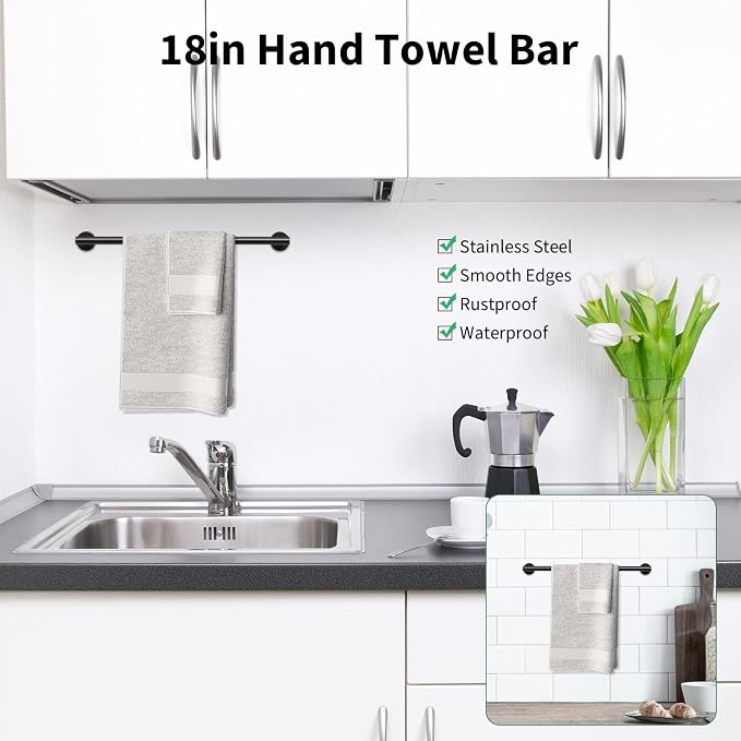 Newfun 10 Pieces Matte Black Bathroom Hardware Set - Image 3